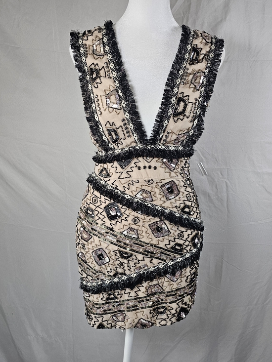 ASOS Dresses & Skirts - ASOS DESIGN, Beaded V-Neck Dress in Nude and Black